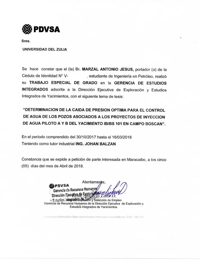 Preview of the PDVSA thesis letter