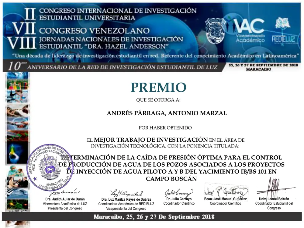 Preview of REDIELUZ Congress — Best Research Paper Award, Technological Research