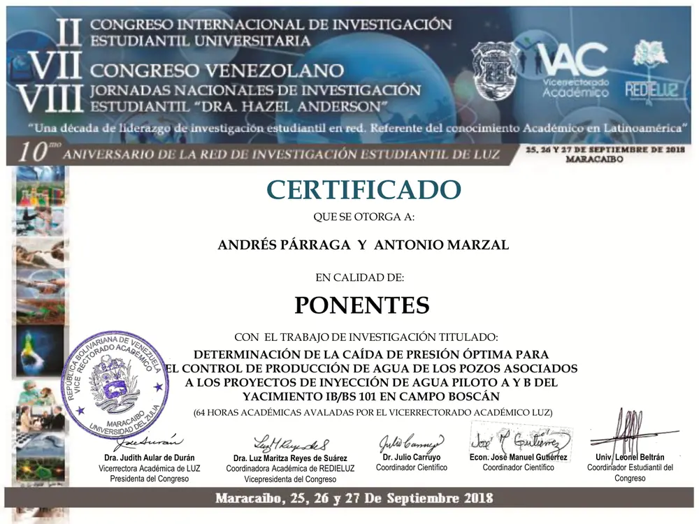 Preview of REDIELUZ Congress — Speaker certificate