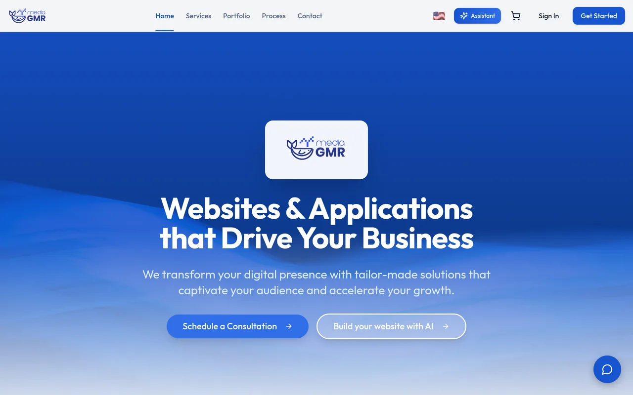 Screenshot of the Media GMR homepage